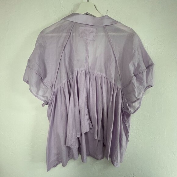 We The Free Womens Lavender Cotton Short Sleeve Oversized Top Blouse Medium NWOT - Picture 2 of 8